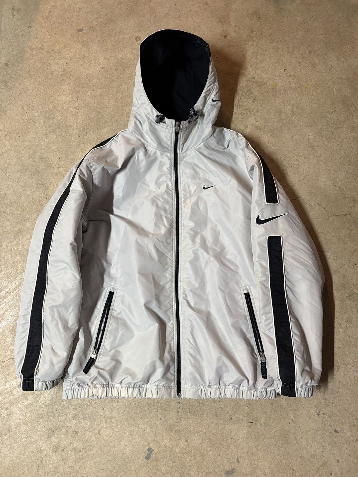 Nike VTG 00’s Nike Y2K Fleece Lined Embroidered Jacket Ghost Gray Size US XXL / EU 58 / 5 - 1 Thumbnail