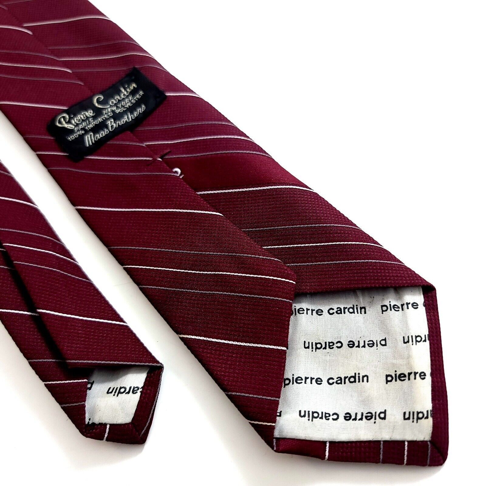Pierre Cardin Vintage Pierre Cardin Polyester Maroon Red Woven Striped Sho Size ONE SIZE - 4 Thumbnail