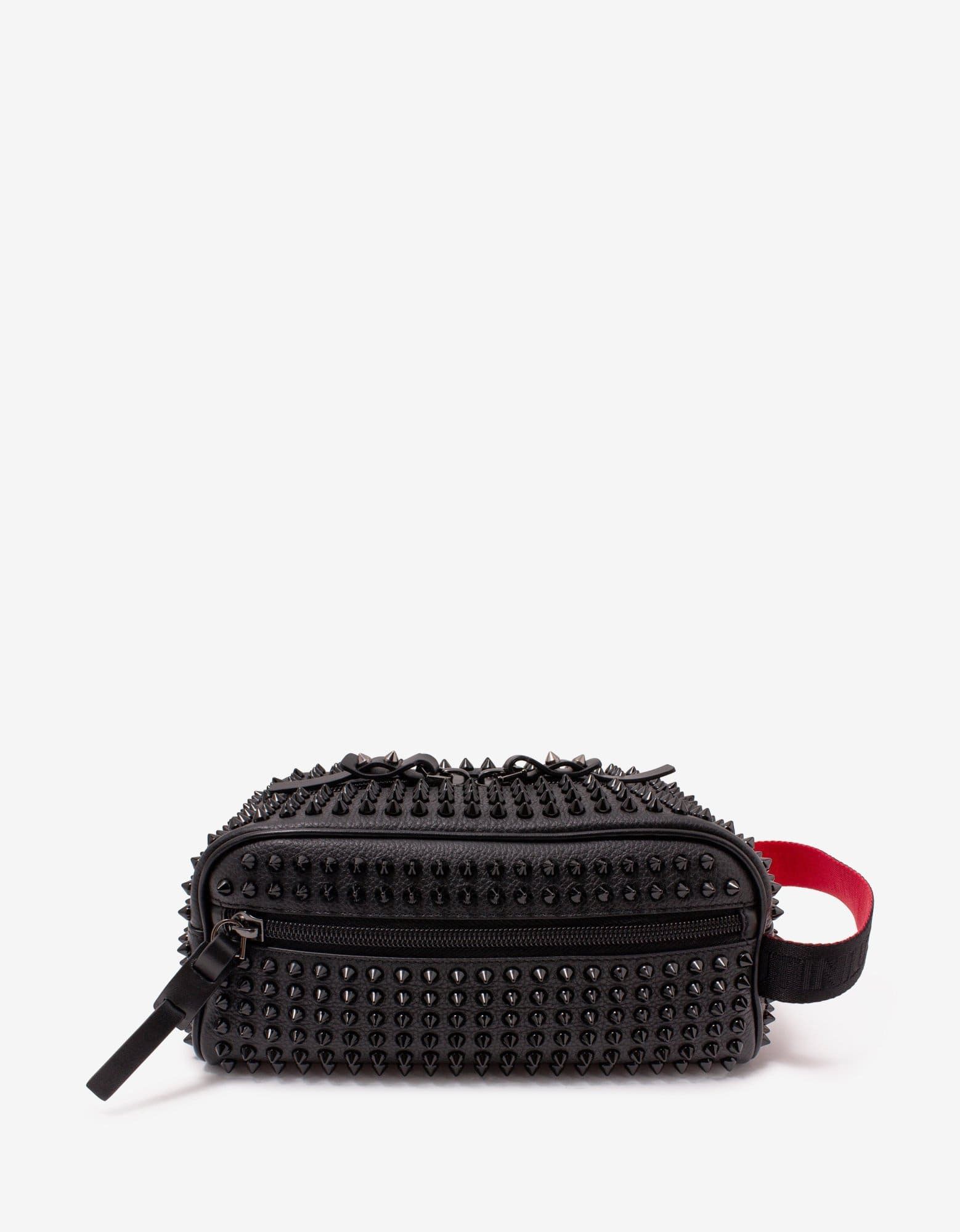image of Christian Louboutin Blaster Spikes Black Leather Travel Case, Men's