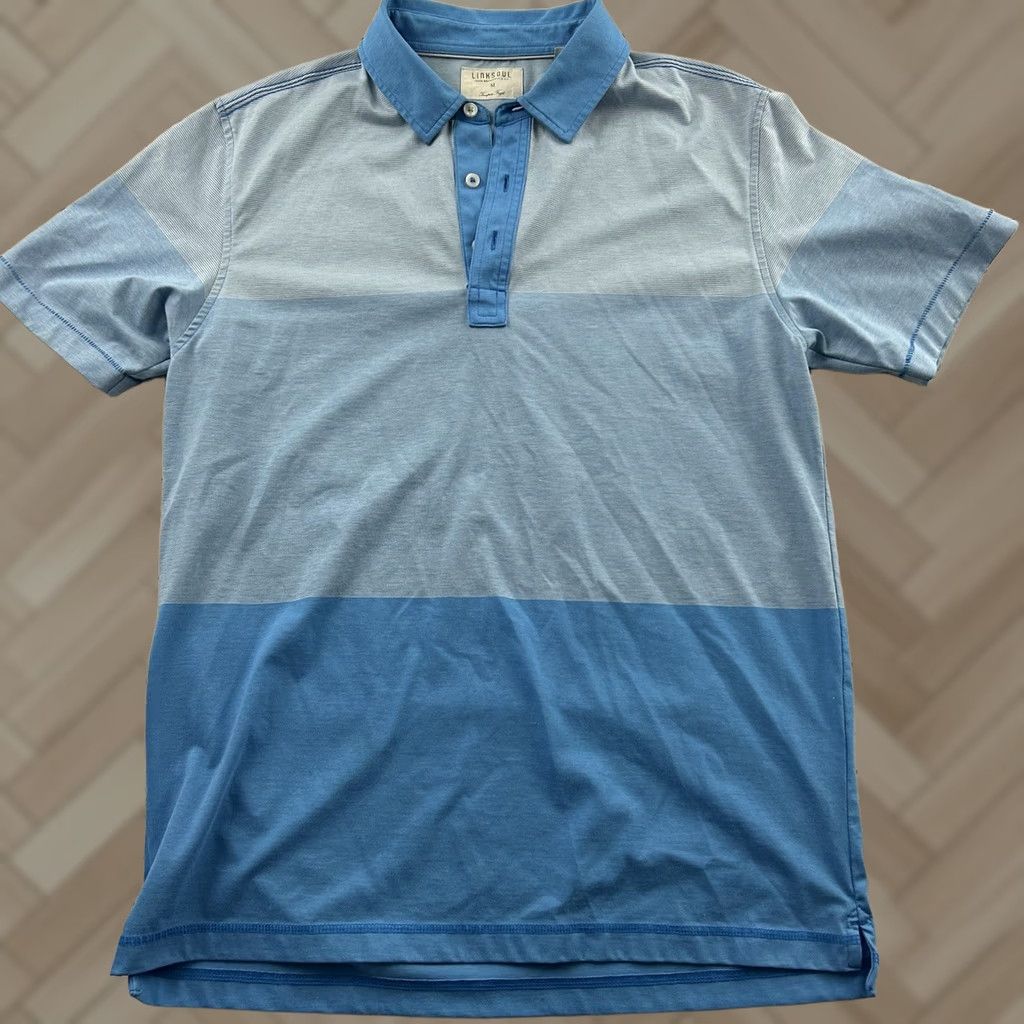 Vintage Linksoul Striped Short Sleeve Golf Polo Shirt Men's M Blue Size US M / EU 48-50 / 2 - 1 Thumbnail