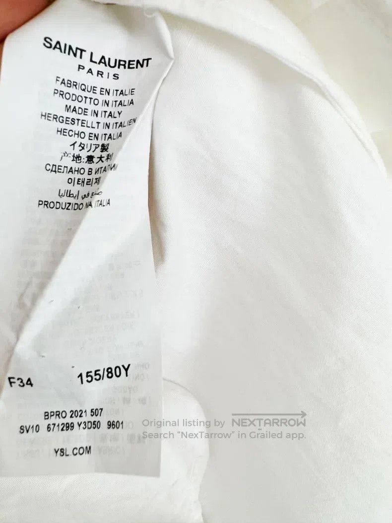Saint Laurent Paris Saint Laurent Paris Embroidered White Shirt Size XXS / US 00 / IT 34 - 4 Thumbnail