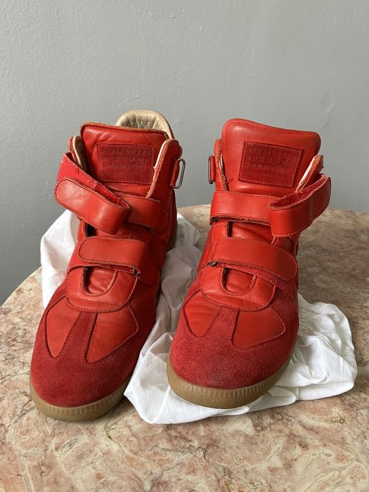 Maison Margiela Maison Margiela High-top Red Leather Velcro GAT ...