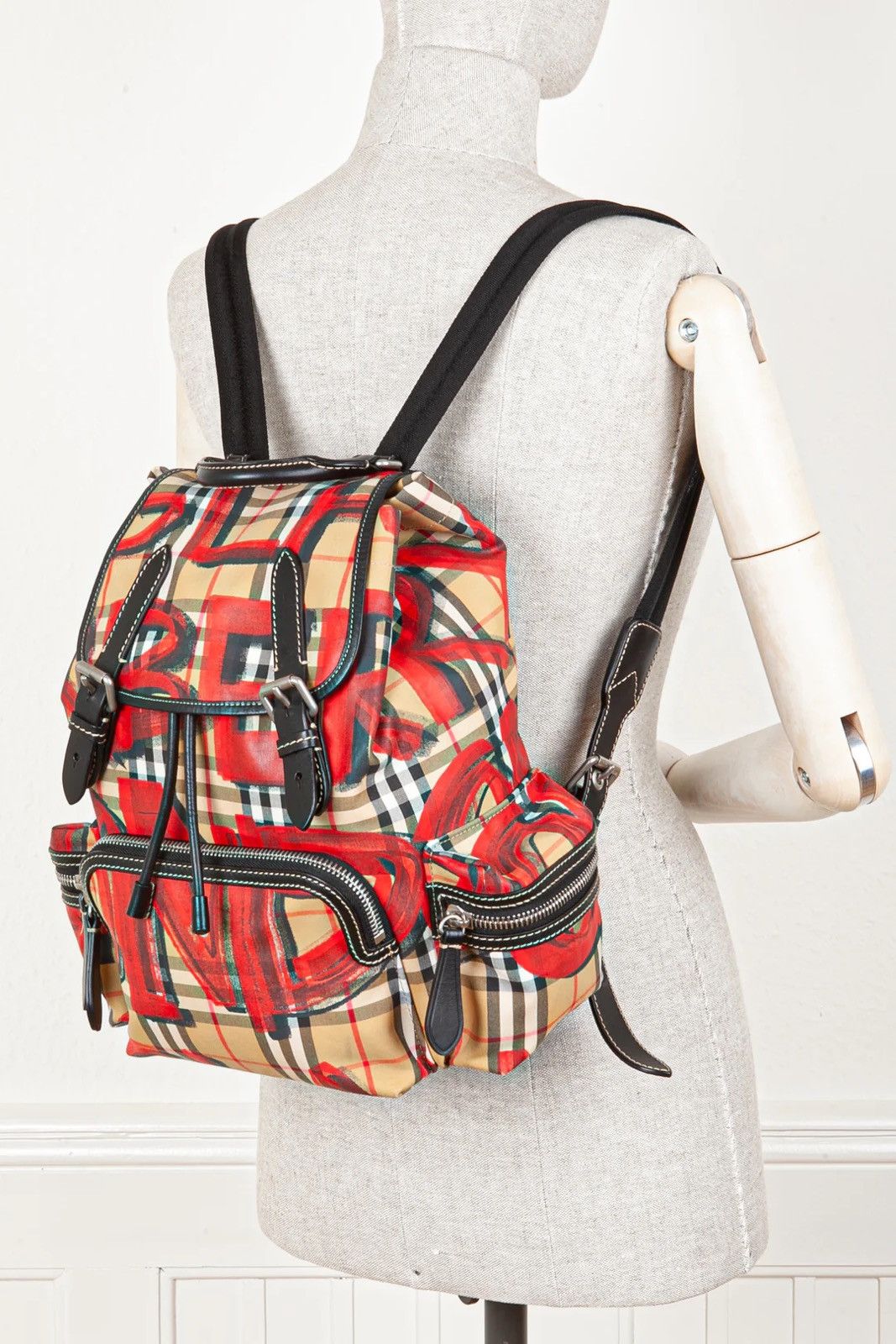 Burberry 🔥Rare Burberry Graffiti Nova Check Leather Canvas Backpack Size ONE SIZE - 17 Thumbnail