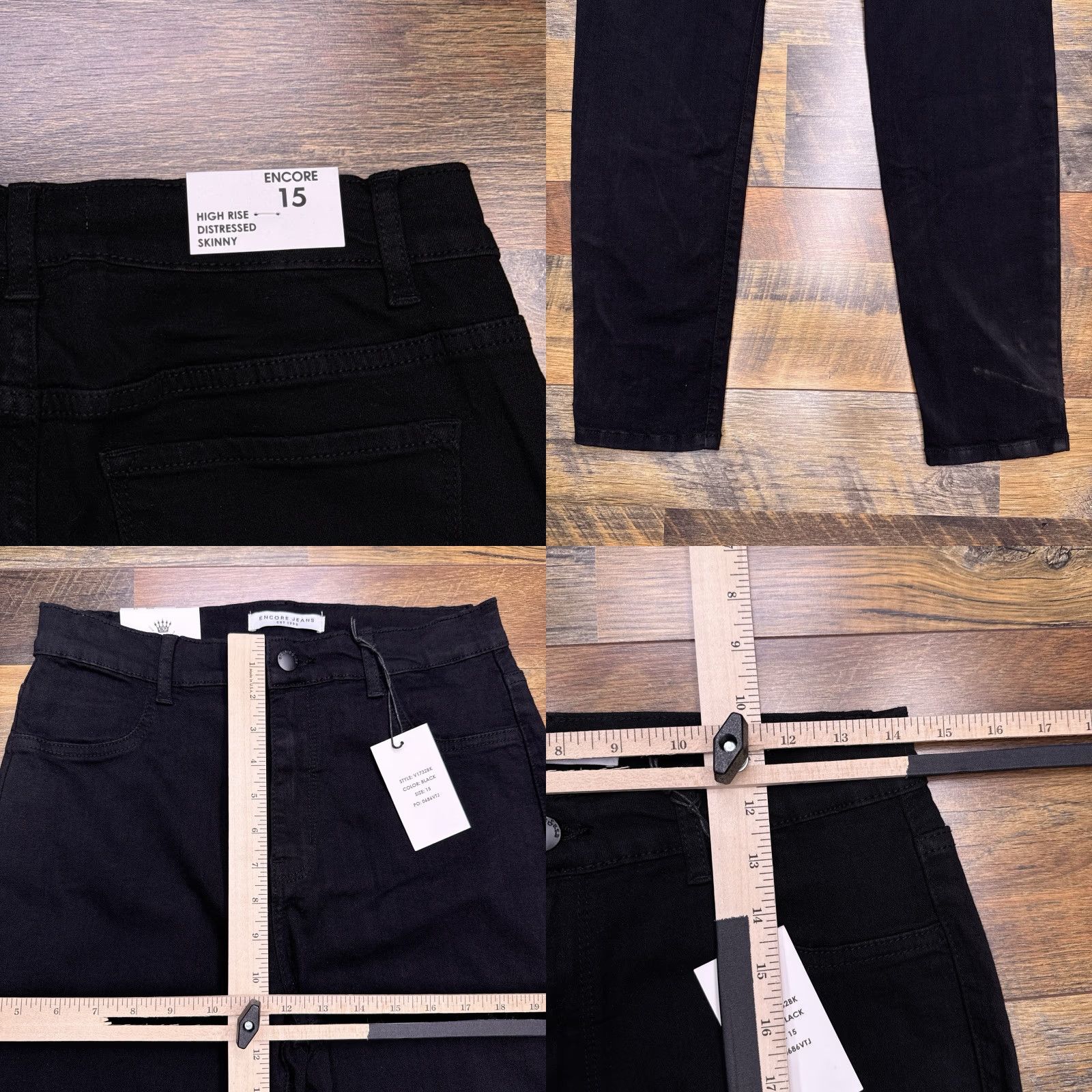 Vintage Encore Womens Jeans Skinny 15 Black High Rise Distressed Stretch Denim 5-Pocket Logo Slim Modern City Jeans Womens Size 36" / US 14 / IT 50 - 8 Thumbnail