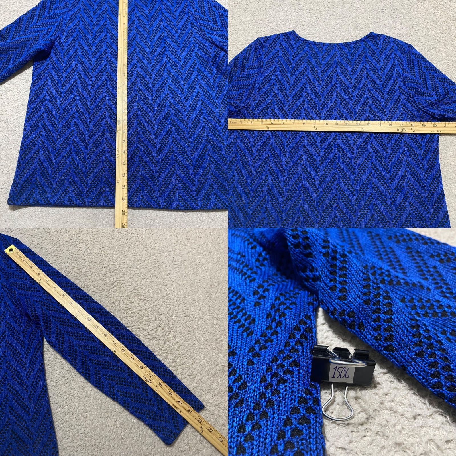 Vintage Chico's Womens Shirt Blue Geometric Long Sleeve Round Neck L Bohemian 90s? Size L / US 10 / IT 46 - 8 Thumbnail