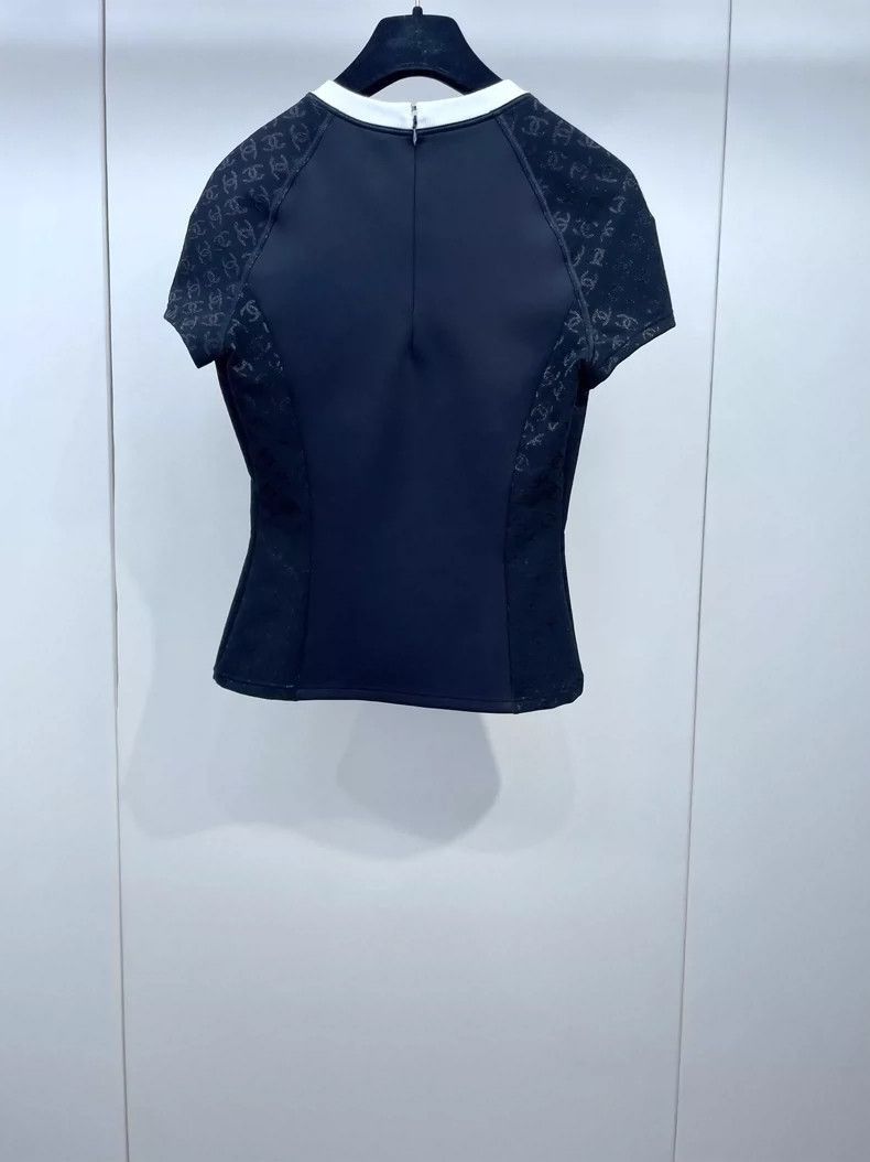 Chanel Chanel Black Logo Short Sleeve Top -2505 Size US M / EU 48-50 / 2 - 2 Thumbnail