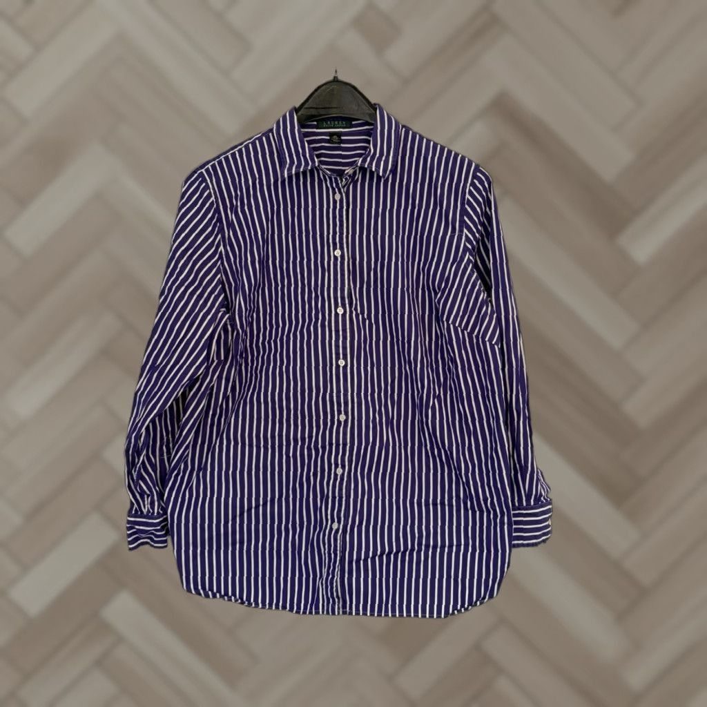 Ralph Lauren Lauren Ralph Lauren Womens Purple Button Up Dress Shirt Striped size 2X Size XXL / US 16-18 / IT 52-54 - 1 Thumbnail