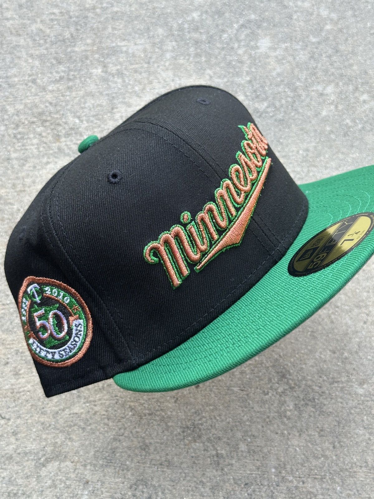 Minnesota Twins Two Tone Script Fitted Hat 7 1/4