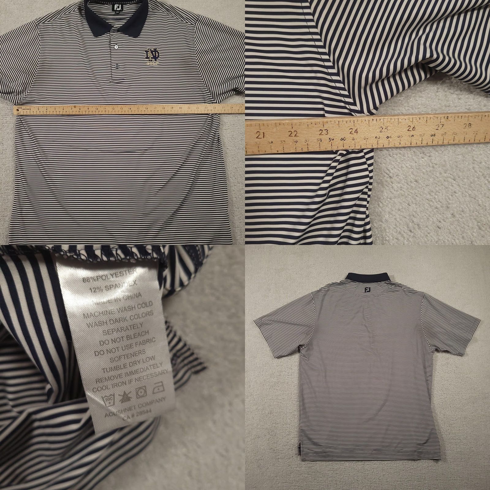 Footjoy FootJoy Polo Shirt Mens XL Striped Navy White Golf Performance Lightweight Size US XL / EU 56 / 4 - 8 Thumbnail