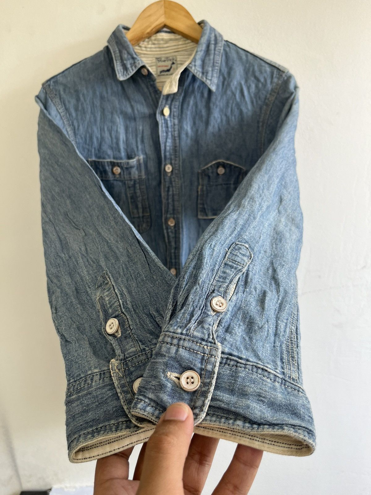 Indigo × Japanese Brand Vintage Blue Trick Selvedge denim Shirt Size US M / EU 48-50 / 2 - 6 Thumbnail