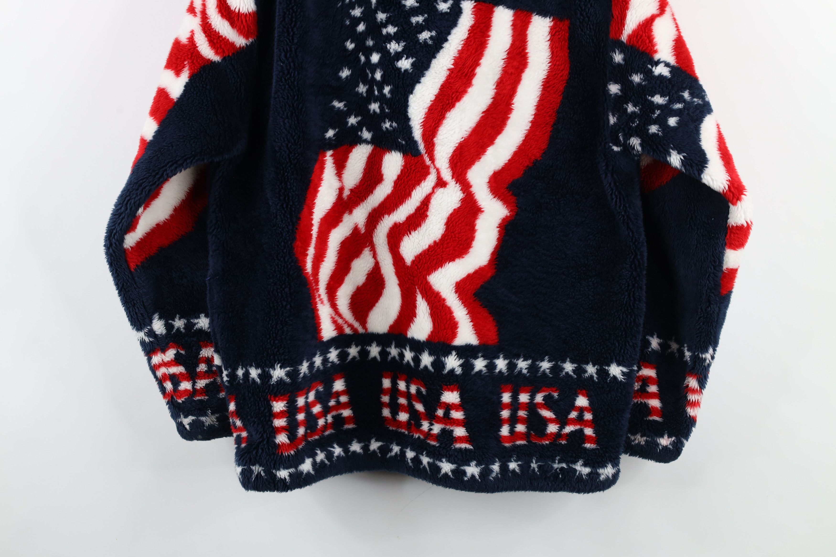 Vintage Vintage 90s Streetwear Flag All Over Print Fleece Jacket USA Size US L / EU 52-54 / 3 - 15 Thumbnail