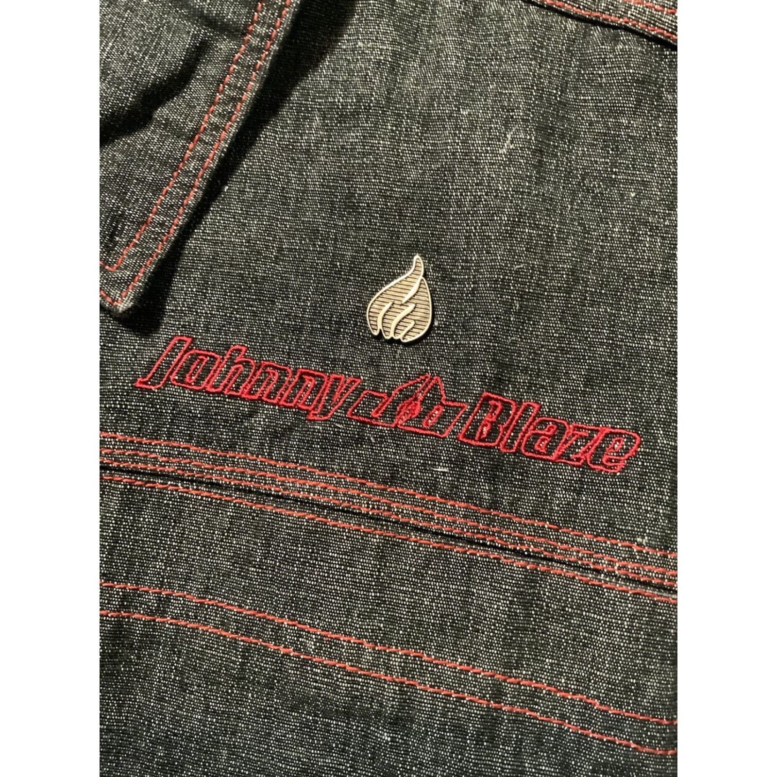 Denime VTG Johnny Blaze Denim Jacket - Jeans Trucker Baseball Style Hip Hop Black Size L Mens Size US 33 - 6 Thumbnail