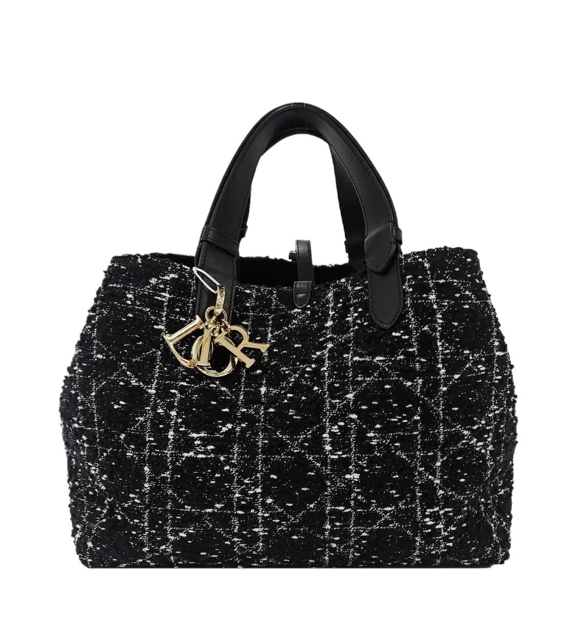 Dior DIOR Toujours Medium black fabric rattan plaid quilted handbag shoulder bag gold Size ONE SIZE - 1 Thumbnail