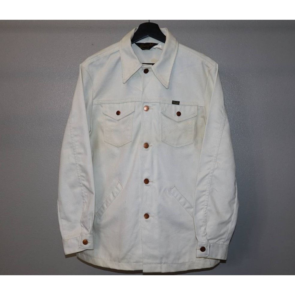 Wrangler Vintage Wrangler Brush Popper White Denim Jacket - Size M Size US M / EU 48-50 / 2 - 1 Thumbnail