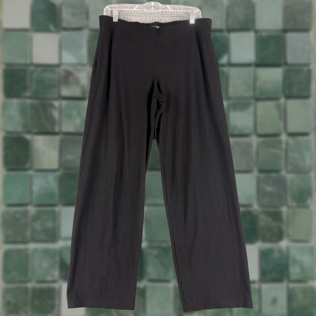 Eileen Fisher Eileen Fisher Wide Leg Pants Womens Medium Black Stretch Jersey Pull On - Luxury Casual Size M / US 6-8 / IT 42-44 - 1 Thumbnail