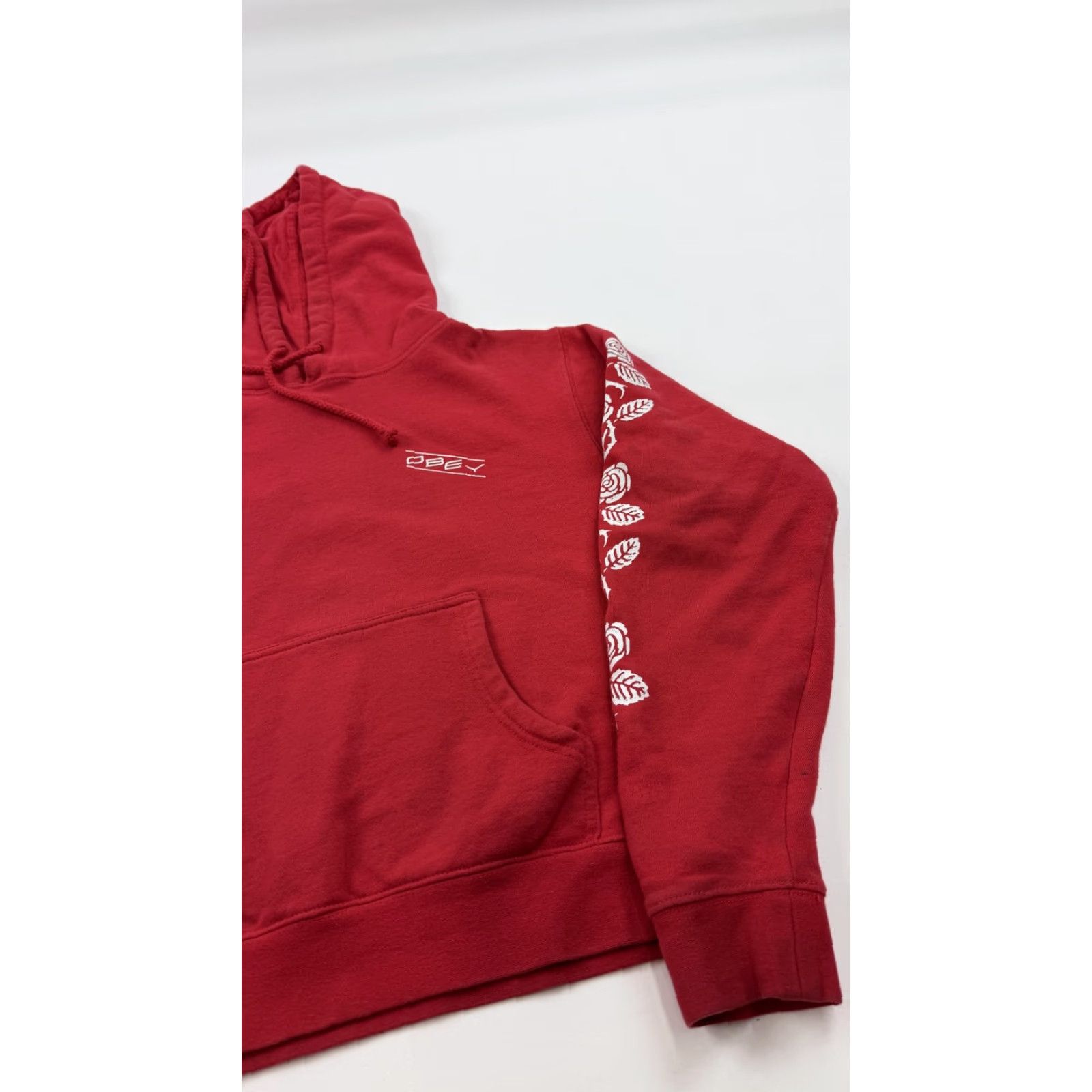Obey OBEY Hoodie Sweatshirt Womens M Red Rose Sleeve Kangaroo Pocket Pullover Graphic Print Logo Floral Hoodie Size M / US 6-8 / IT 42-44 - 2 Thumbnail