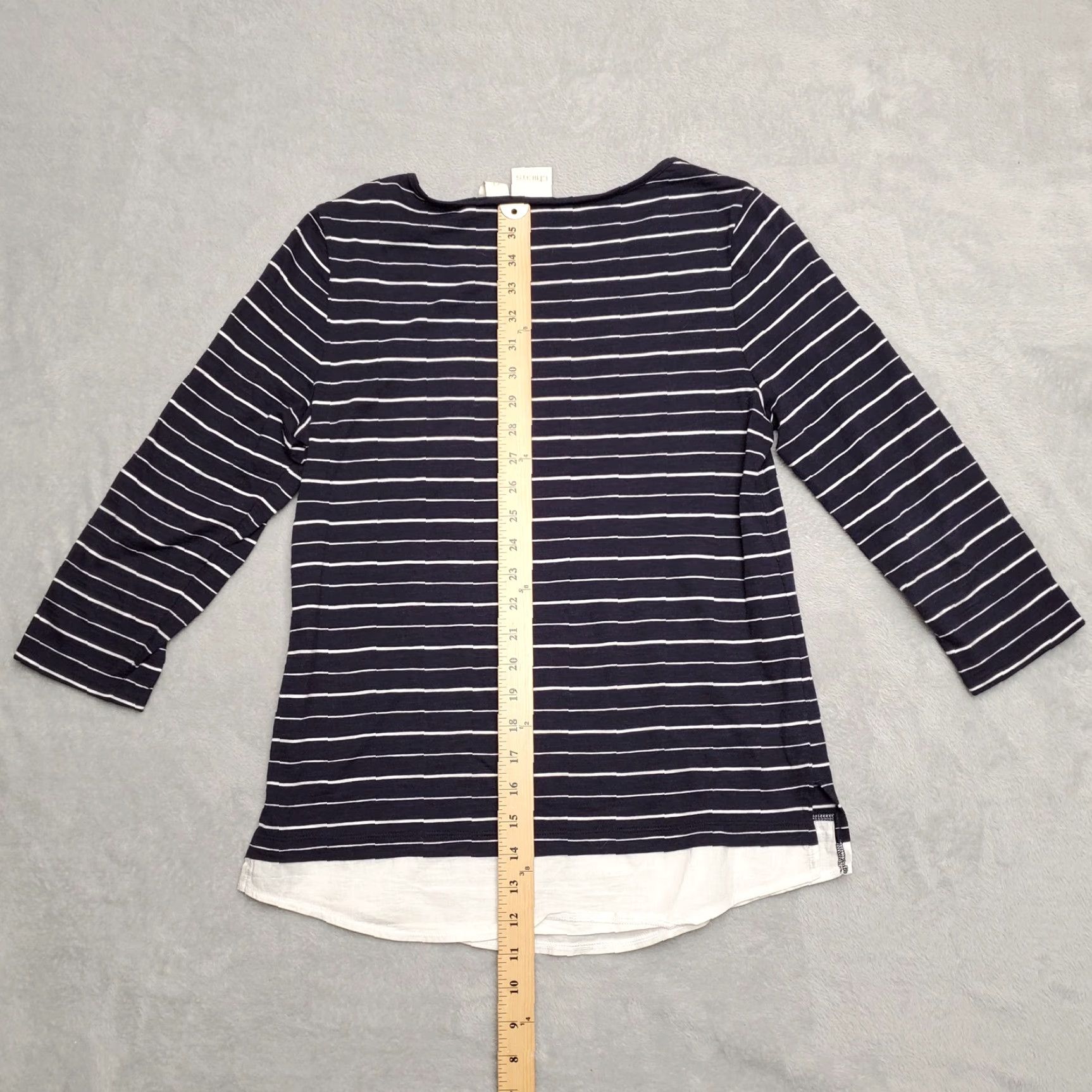 Vintage Chicos Shirt Women Sz 0 Black Striped 3/4 Sleeve Modal Cotton Blend TEE Shirt Knit Pullover Round Neck Casual Womens Size XS / US 0-2 / IT 36-38 - 5 Thumbnail