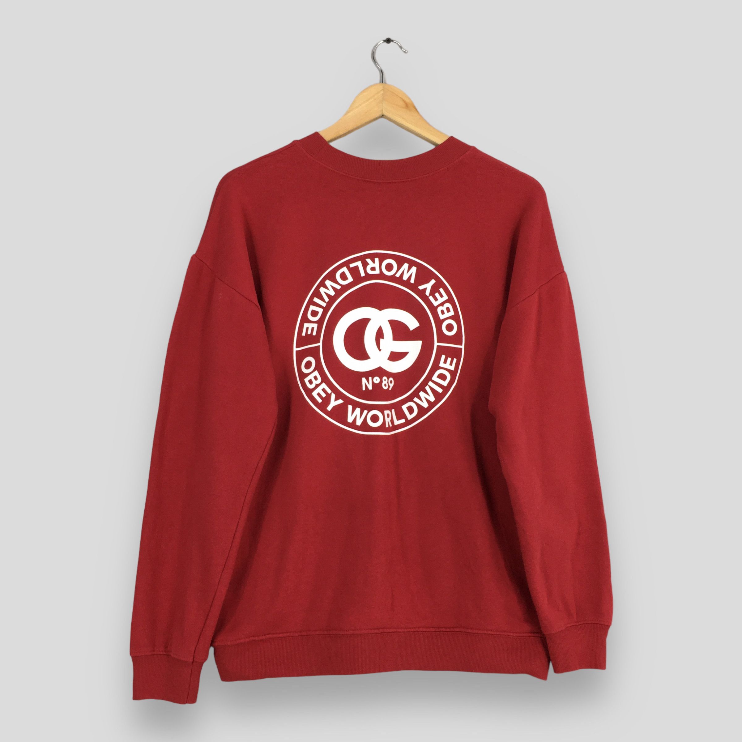 Obey × Vintage Vintage Obey Worldwide Logo Red Sweatshirt XLarge Size US XL / EU 56 / 4 - 1 Thumbnail
