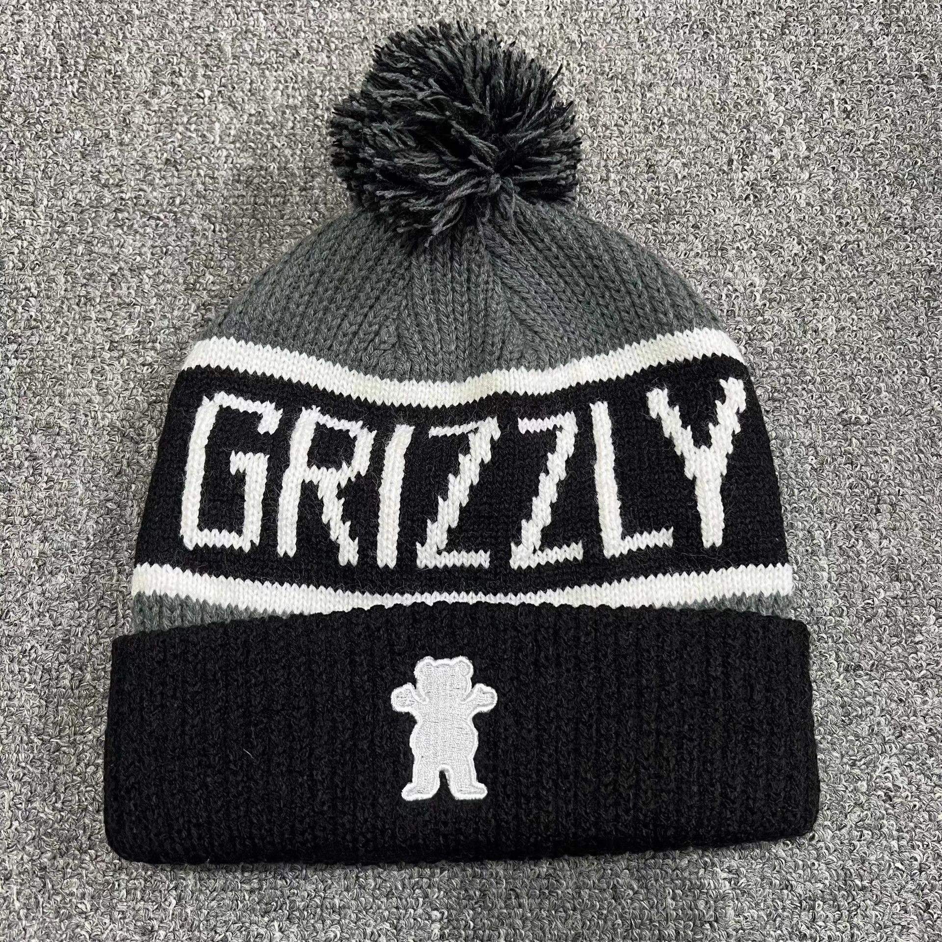 Grizzly Griptape Grizzly Griptape bear embroidered knit pom beanie Q7 Size ONE SIZE - 6 Thumbnail