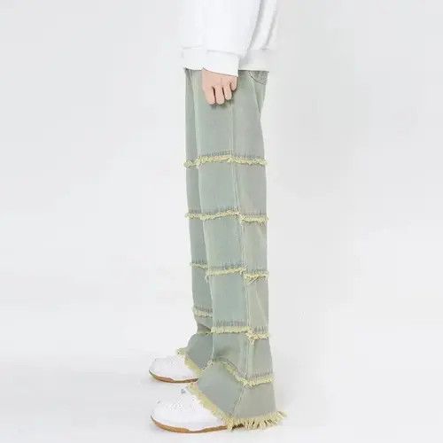 Jean Frayed Tassel Baggy Denim Jeans Size US 33 - 2 Thumbnail