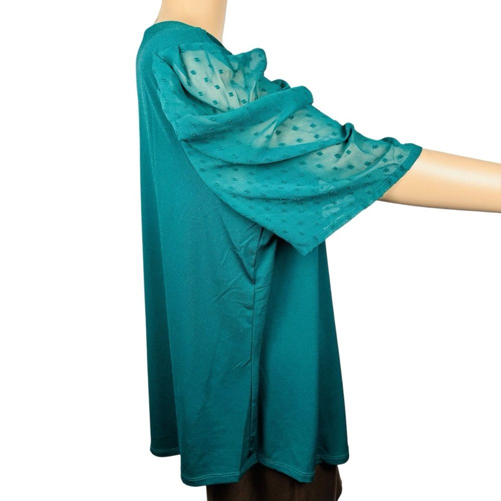 Adrianna Papell Adrianna Papell Green Clip Dot Pleated Short Sleeve Top Siz Size XL / US 12-14 / IT 48-50 - 3 Thumbnail