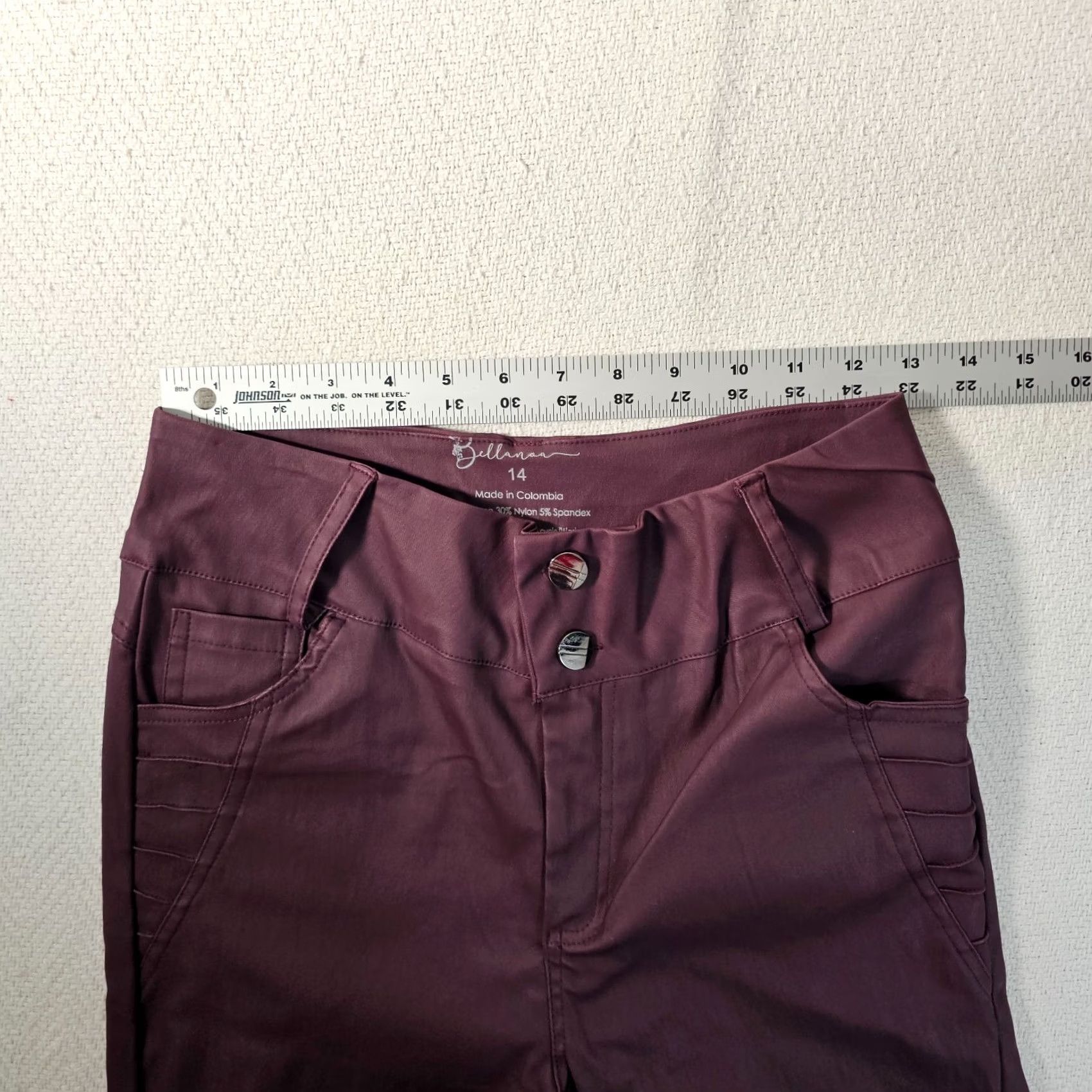 Vintage Bellanoa Leggings Womens 14 Plum Purple Faux Leather Casual Ankle Pants Pull On Purple 14 Womens Size 36" / US 14 / IT 50 - 4 Thumbnail