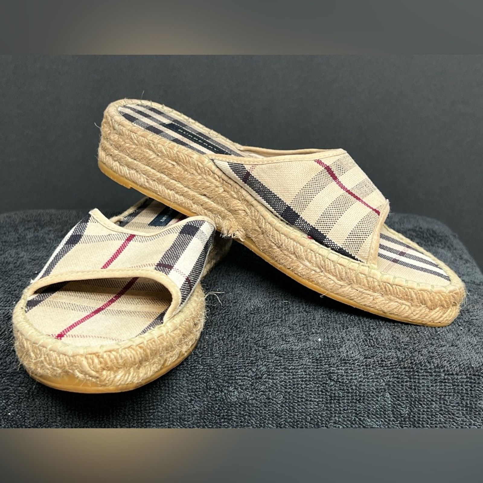 Burberry Burberry Nova Check Jute Espadrille Slides Eur 38 US 7.5-8 Size US 8 / IT 38 - 2 Thumbnail