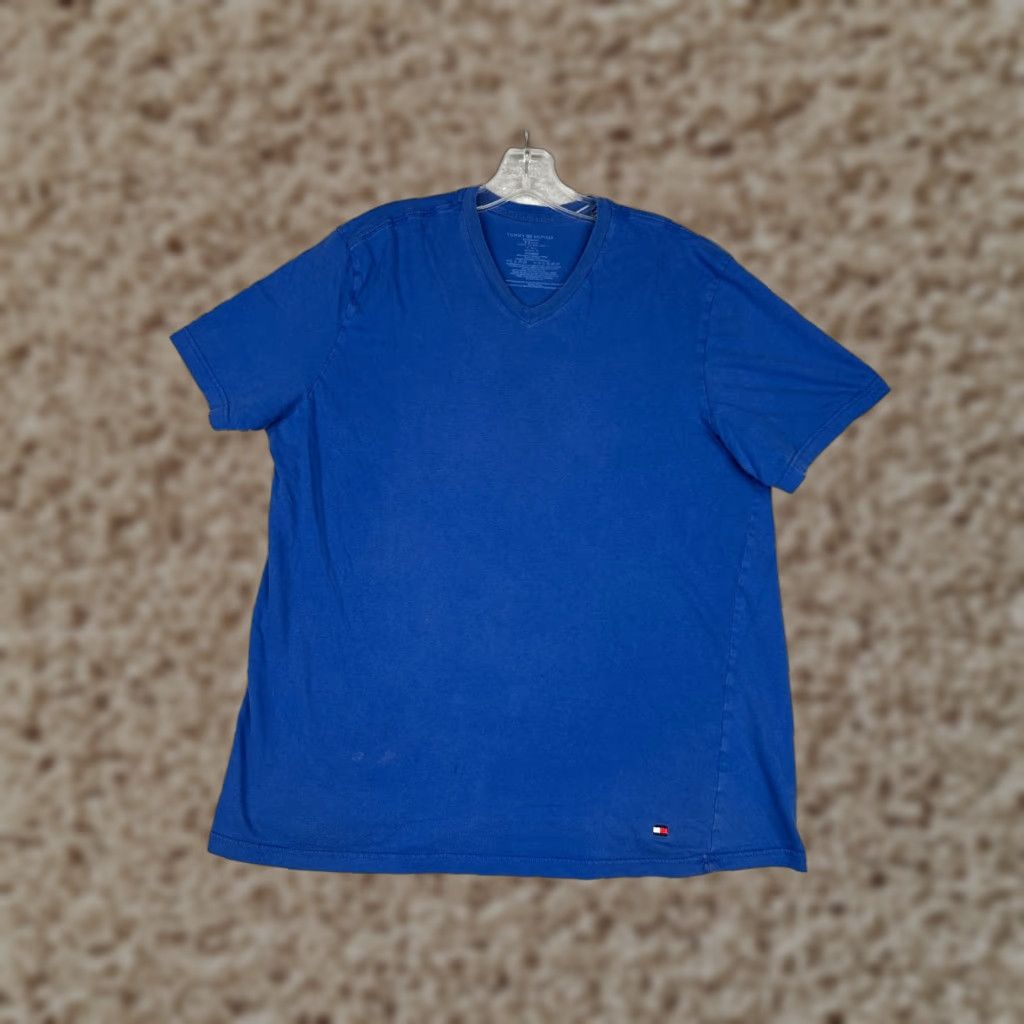 Tommy Hilfiger Tommy Hilfiger Shirt Adult XL Blue V-Neck 100% Cotton Short Sleeve Embroidered Logo Mens Size US XL / EU 56 / 4 - 1 Thumbnail