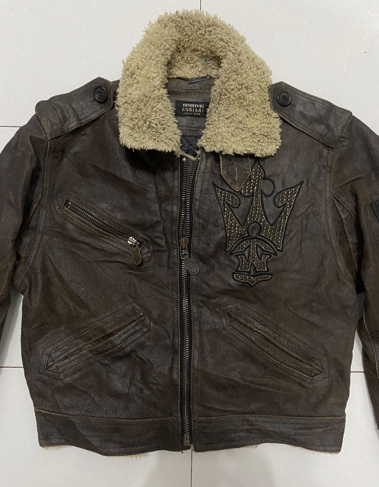 Japanese Brand 90’s Yoshiyuki Konoshi Flight Leather Jacket Size US L / EU 52-54 / 3 - 3 Thumbnail