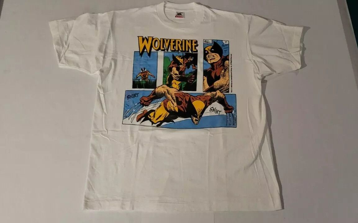 image of Fruit Of The Loom x Marvel Comics Deadstock Wolverine Shirt Snikt X Men XL 1989 Comic Fotl in White