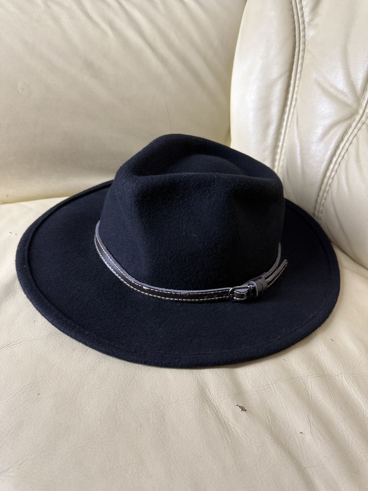 Vintage Vintage Y2K Atrium Black Wool Hat Waterproof leather strap Size ONE SIZE - 16 Thumbnail