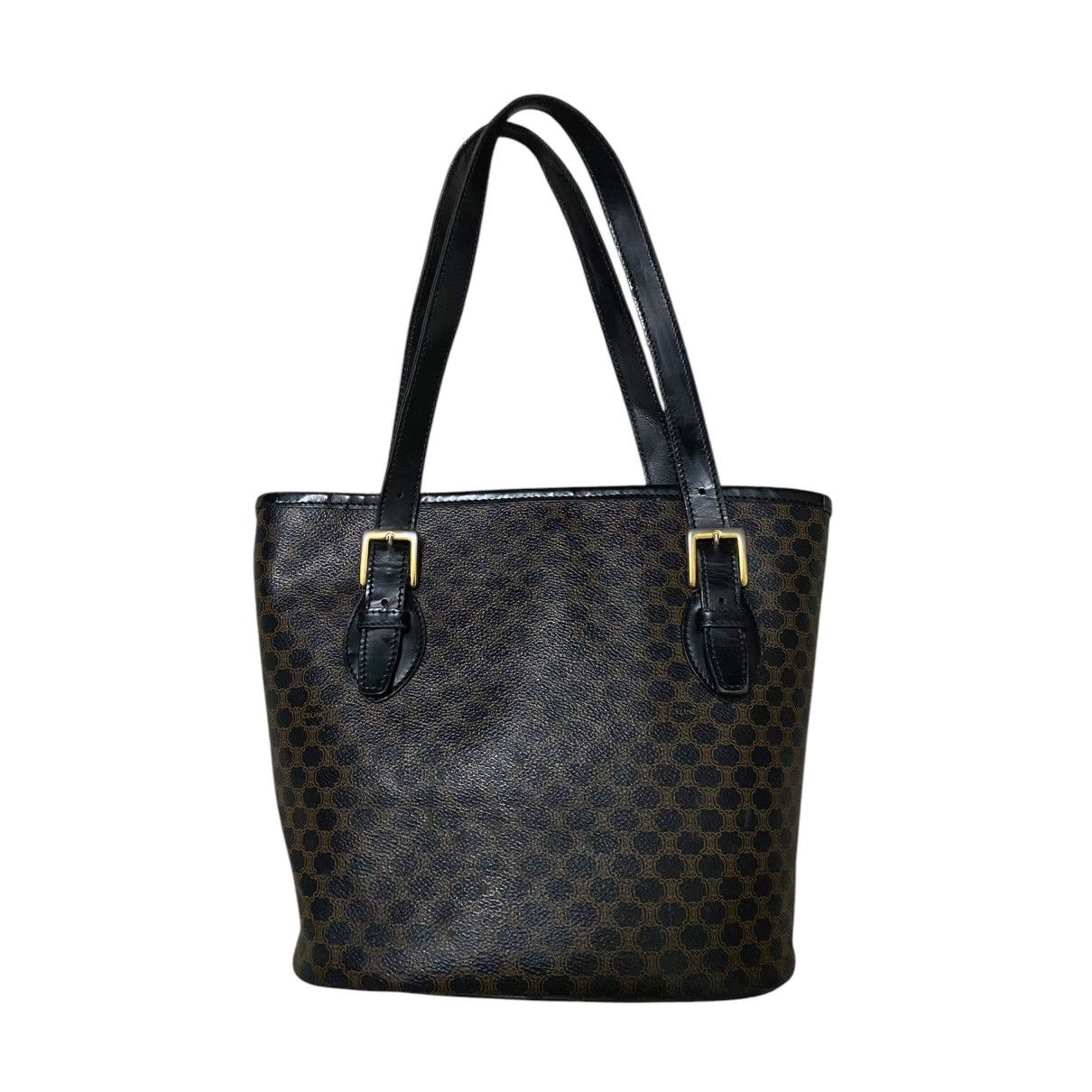 Celine Celine Macadam Blason PVC Leather Tote Bag Black Brown Size ONE SIZE - 1 Thumbnail