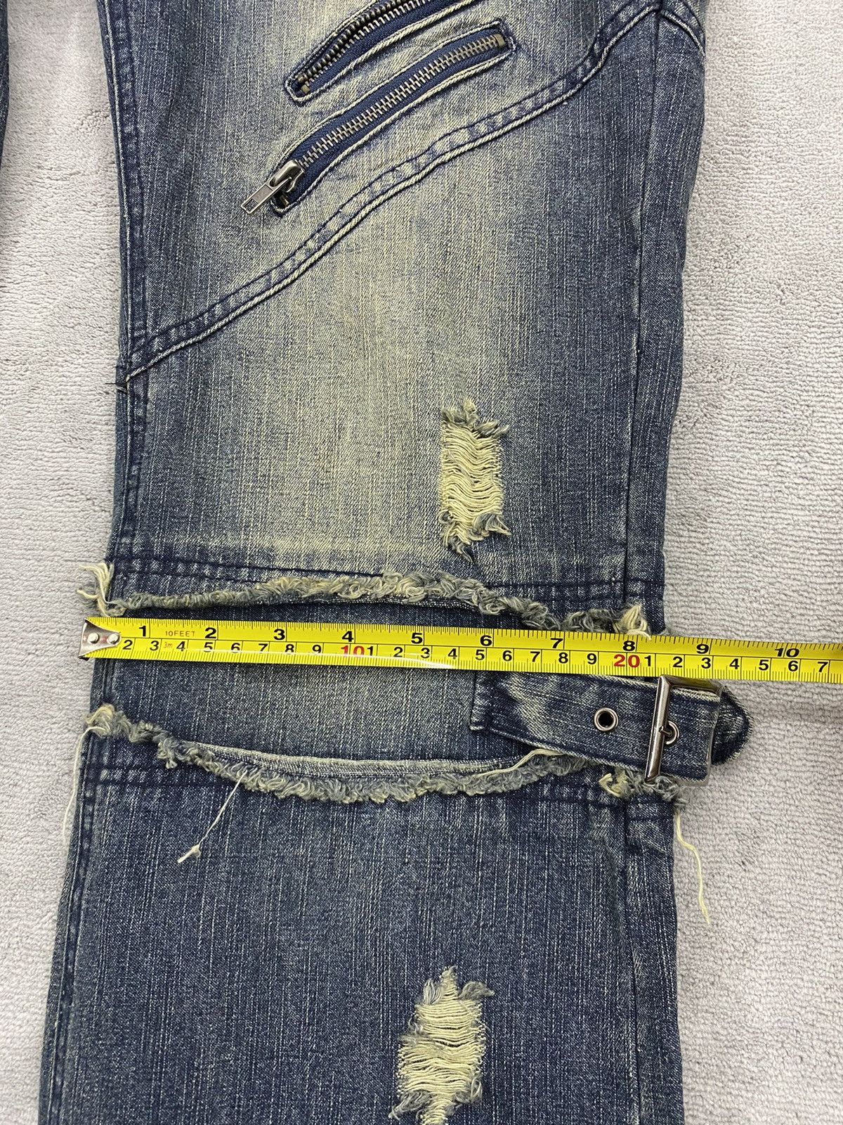 Japanese Brand Black Baccara Distressed Bondage Denim Flared Size US 35 - 13 Thumbnail