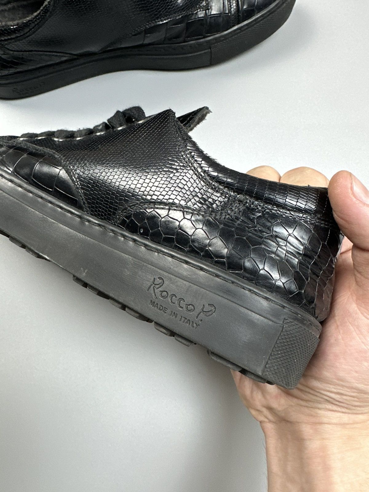 RoccoP Rocco P. Casual Sneakers black crock skin leather Size US 8.5 / EU 41-42 - 8 Thumbnail