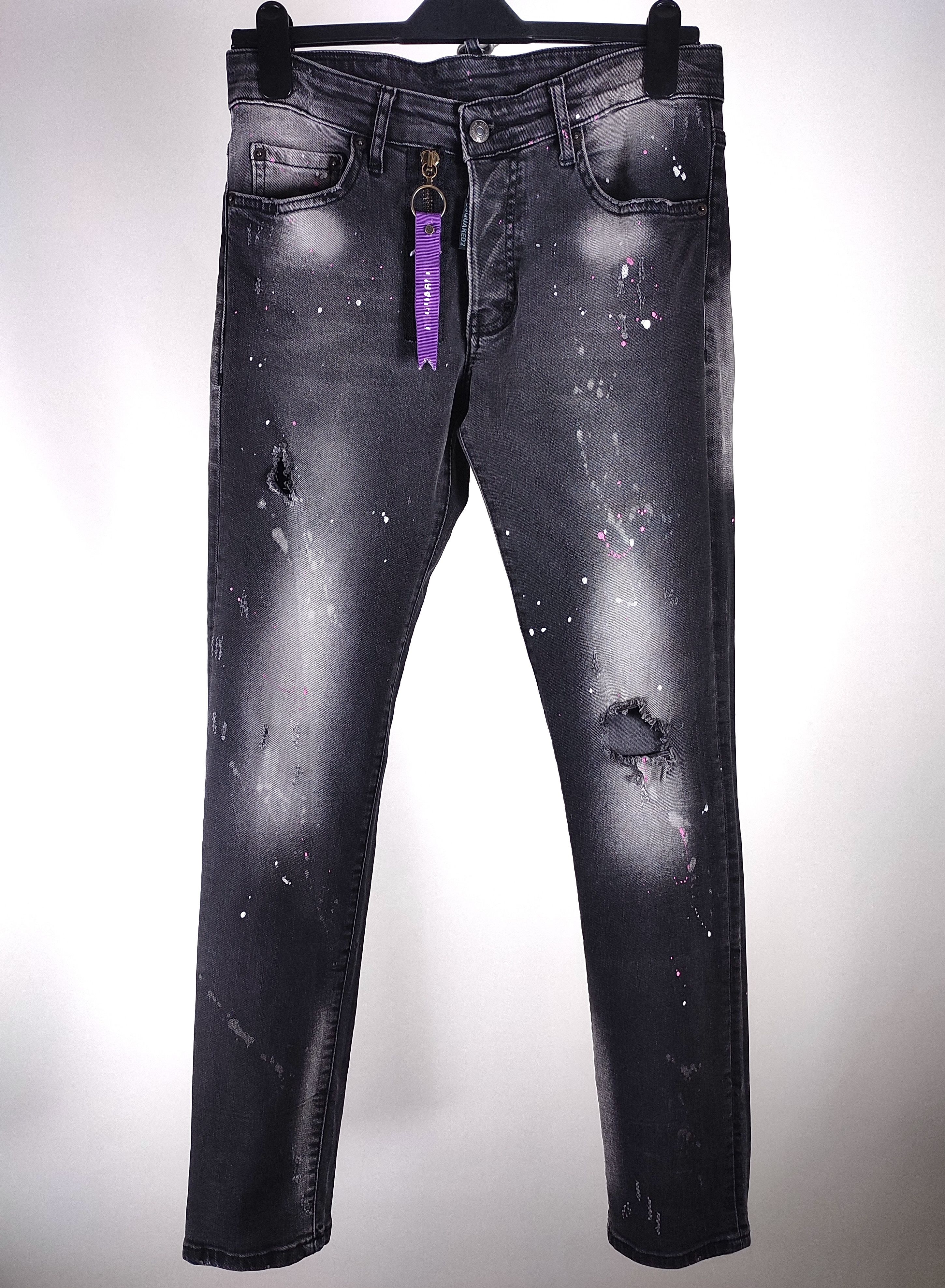 Dsquared2 💜 Dsquared2 Skinny Splatter Keychain Distressed Denim Pants Size US 30 / EU 46 - 2 Thumbnail