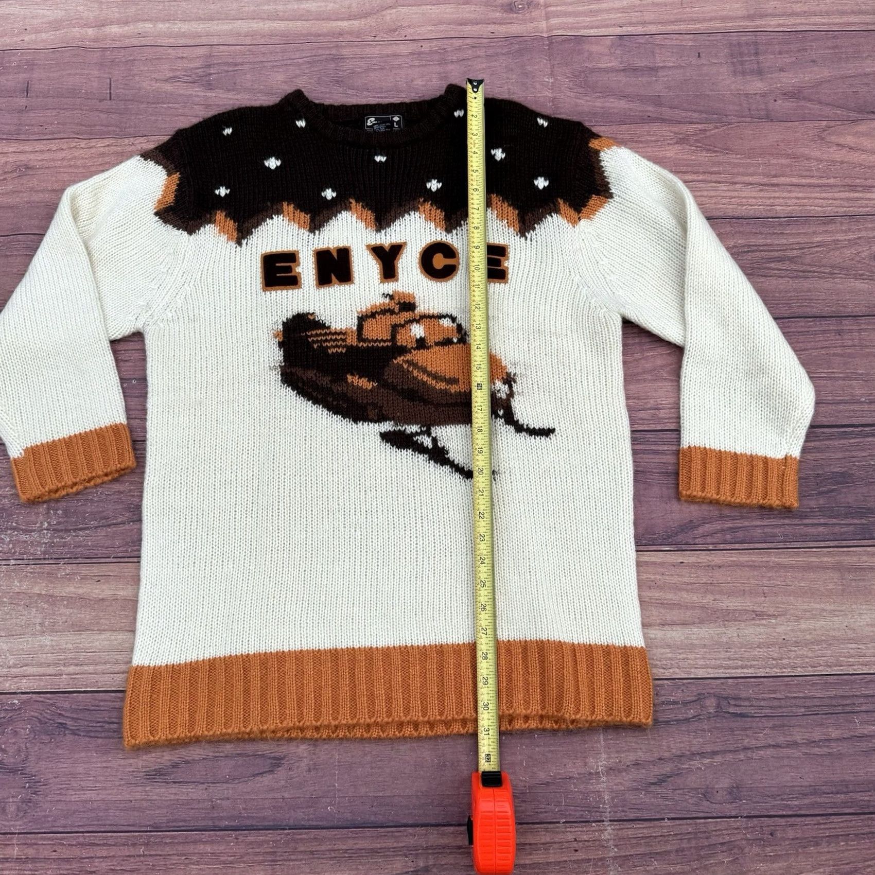 Enyce VINTAGE Enyce Ski Knit Sweater L Brown Mens Pullover Knit Heavyweight 90s Streetwear Urban NYC Size US L / EU 52-54 / 3 - 3 Thumbnail