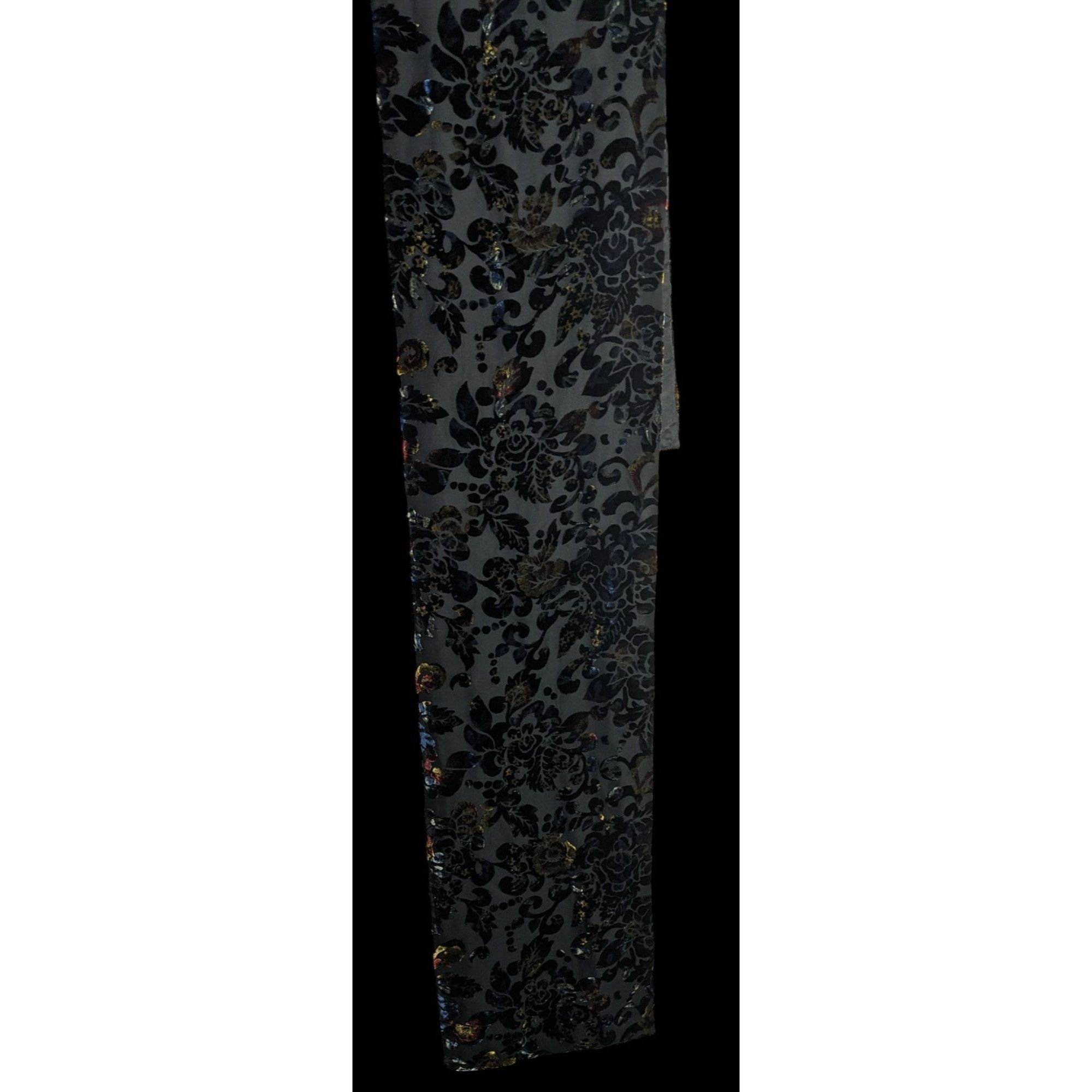 Other Vintage Dark Rainbow Burnt Velvet Floral Scarf Size ONE SIZE - 4 Thumbnail
