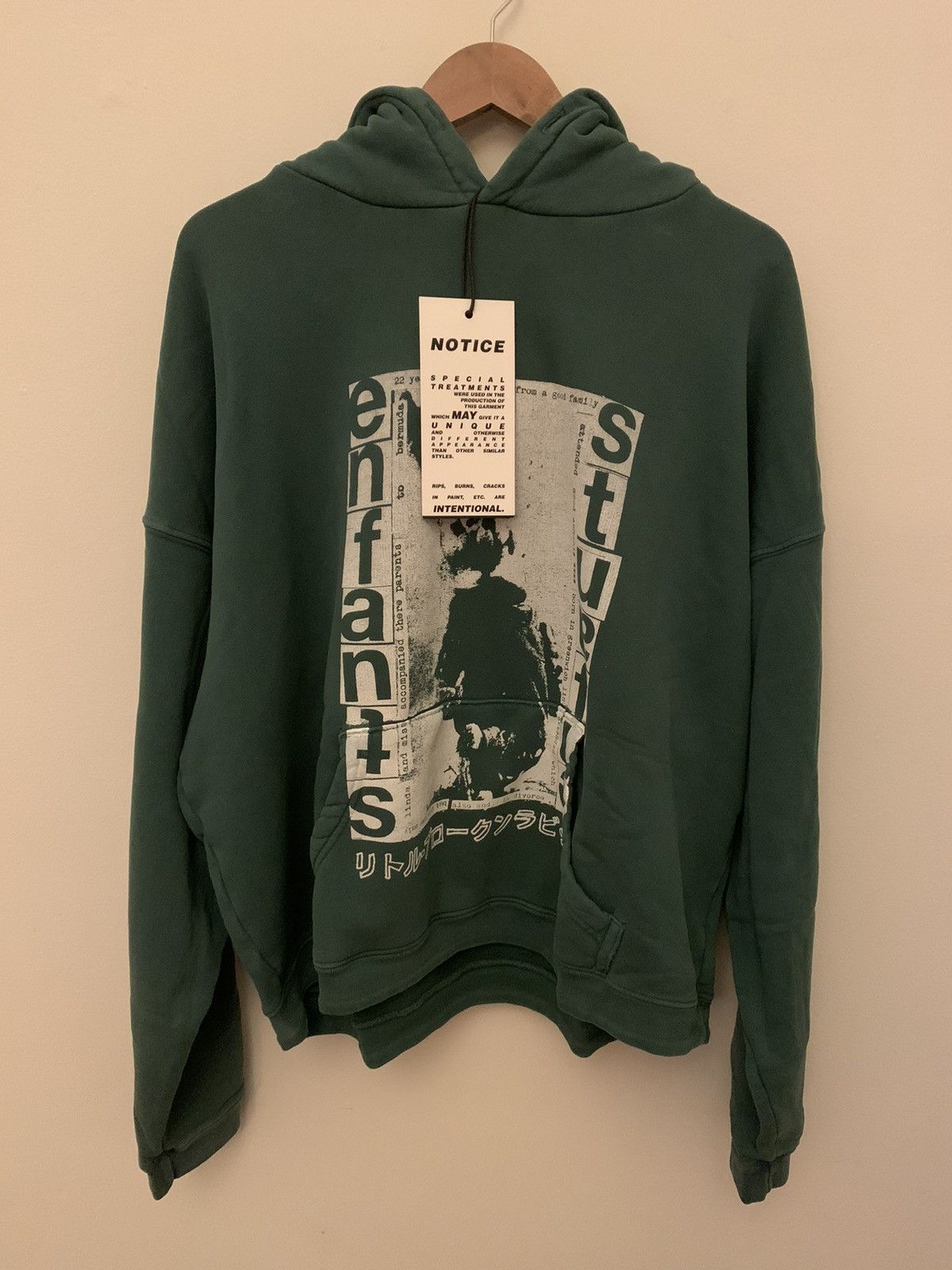 image of Enfants Riches Deprimes Erd Pathetic Japanese Rabbit Hoodie in Green, Men's (Size XL)