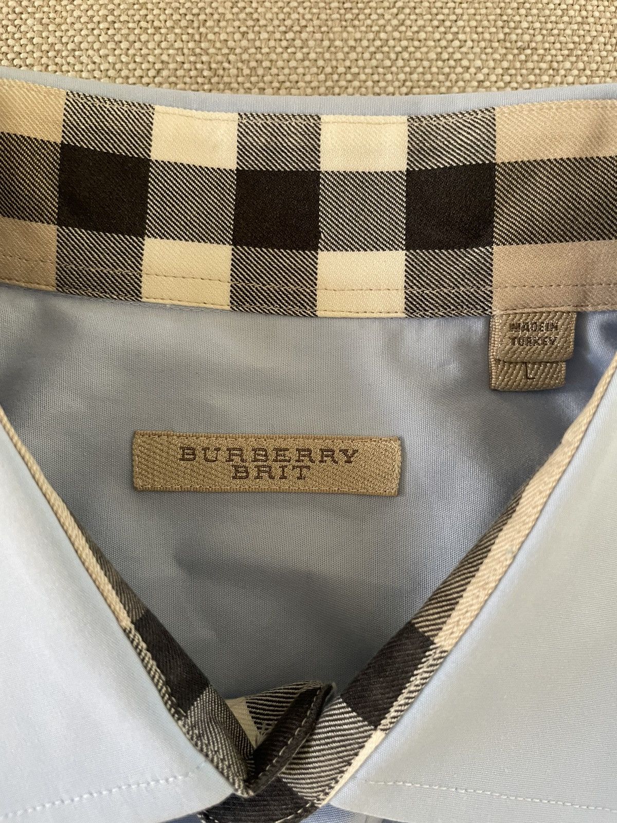 Burberry Nova Check Trim Spread Collar Shirt Size US L / EU 52-54 / 3 - 7 Thumbnail