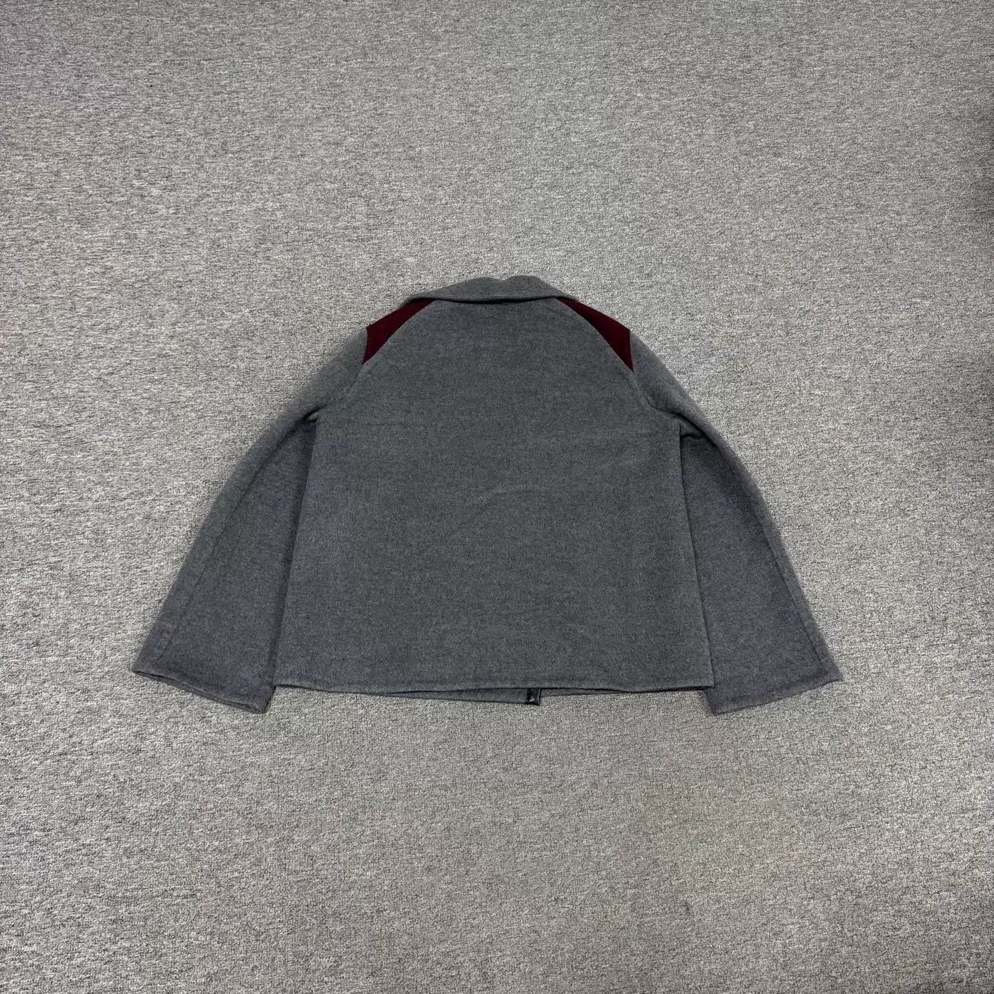 Hermes Hermes Gray Leather Patchwork Red Collar Short Wool Coat 36 Size XS / US 0-2 / IT 36-38 - 2 Thumbnail