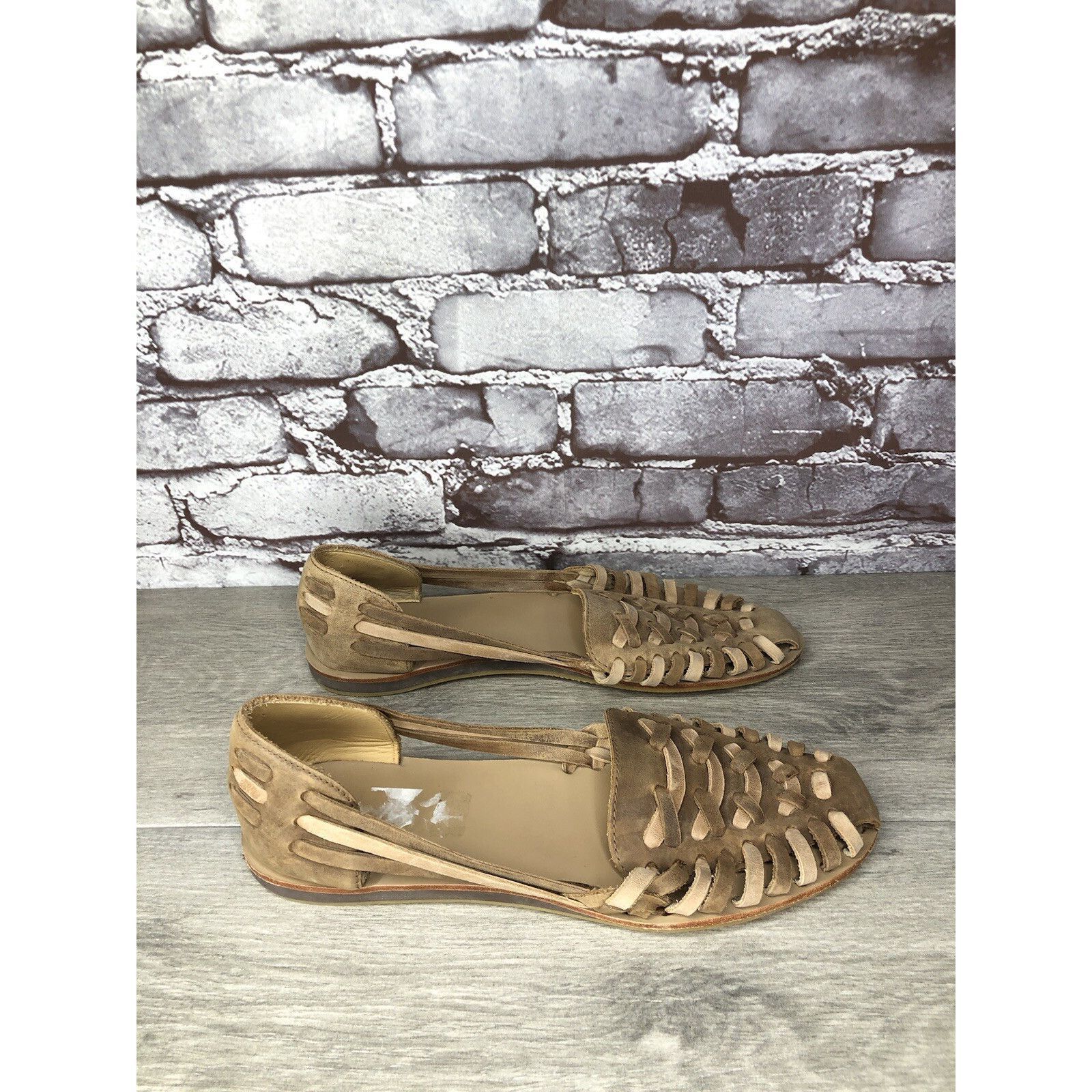 Nisolo NISOLO Tan Brown Huarache Leather Woven Flats Sandals Women Size US 10 / IT 40 - 2 Thumbnail