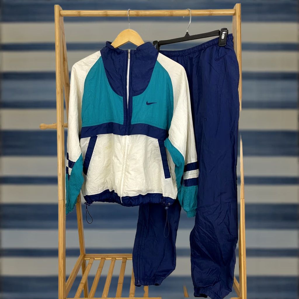 Nike VTG Nike Women's Tracksuit Set Windbreaker Jacket & Pants M Multicolor Colorful 90s Style Mens Womens Boys Girls Size 32" / US 10 / IT 46 - 1 Thumbnail