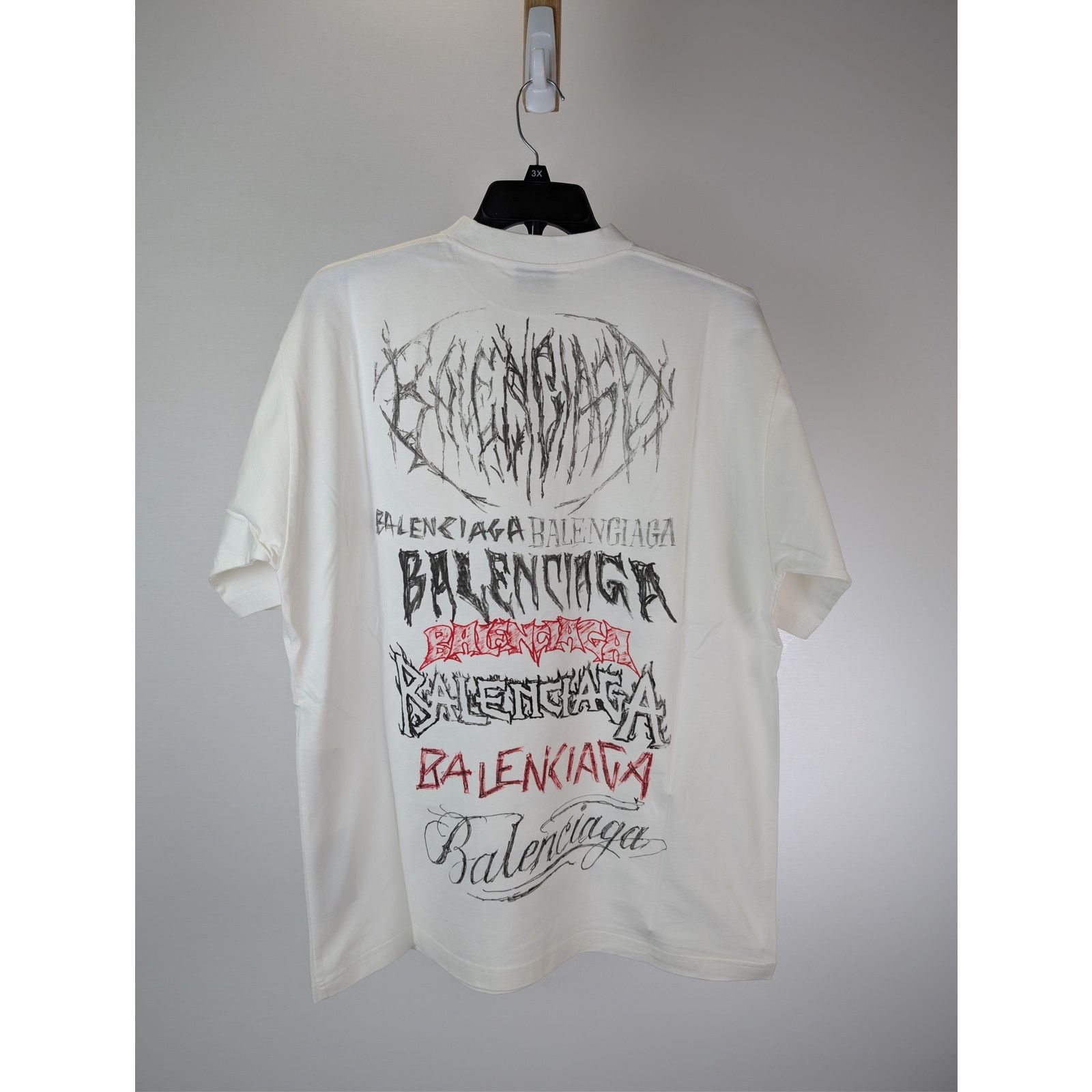Balenciaga o1rshd1 Heavy Graphic Print DIY Metal Logo T-shirt in White Size US M / EU 48-50 / 2 - 9 Thumbnail