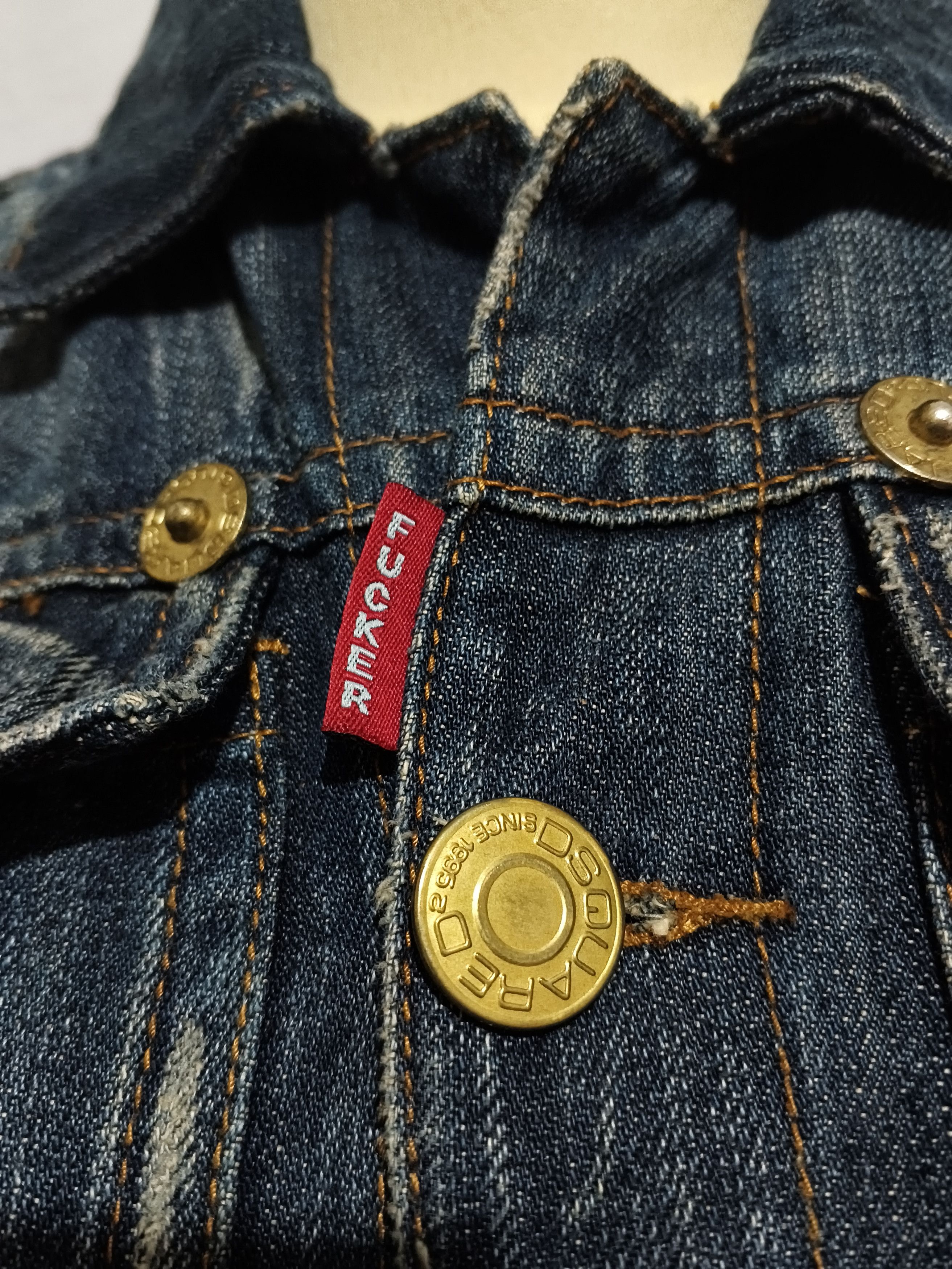 Dsquared2 Y2K DSQUARED2 Canadian Patch Distressed Denim Trucker Jacket Size XS / US 0-2 / IT 36-38 - 6 Thumbnail