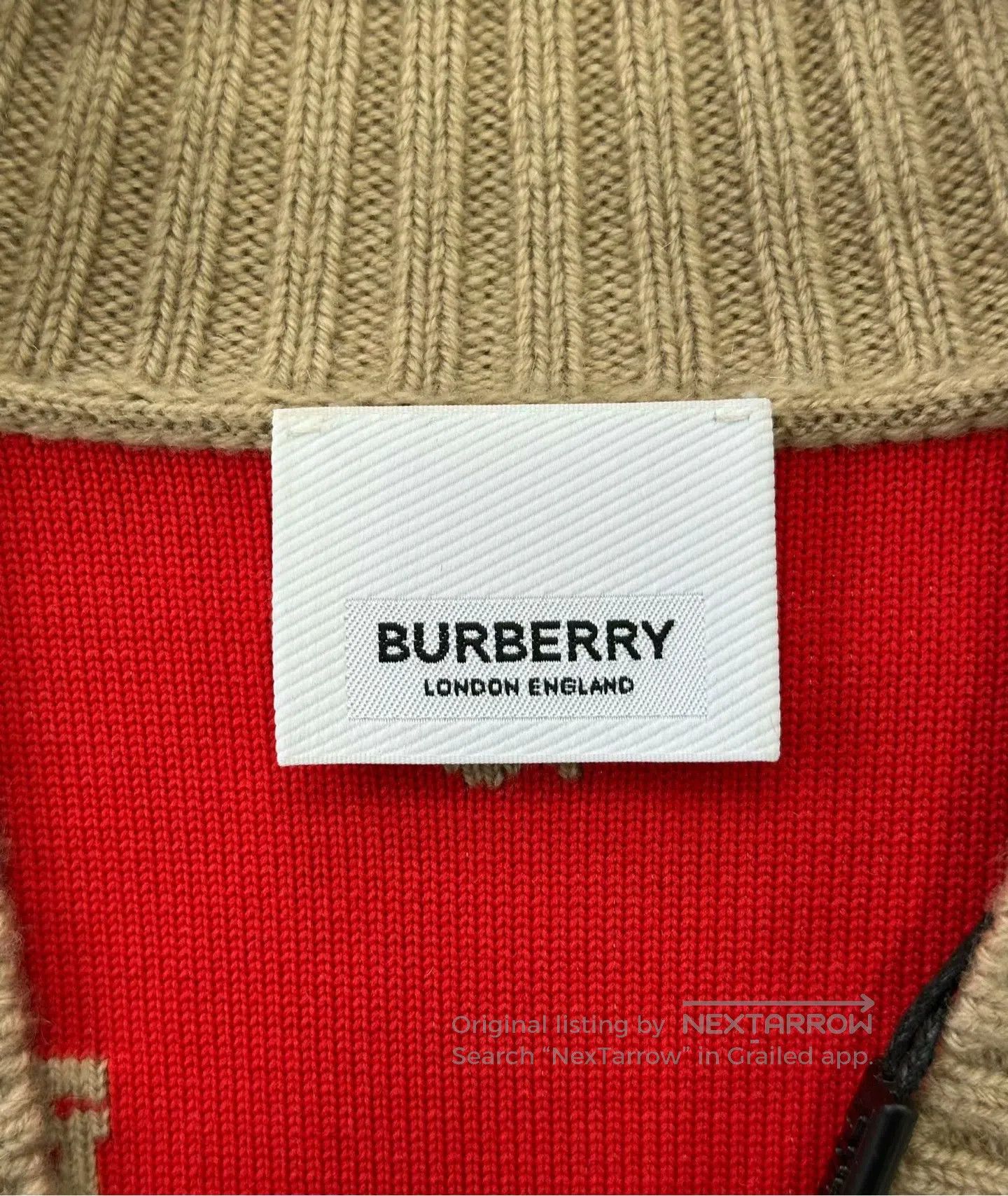 Burberry Burberry Khaki All-over Logo Knit Cardigan Jacket| Size XS / US 0-2 / IT 36-38 - 3 Thumbnail