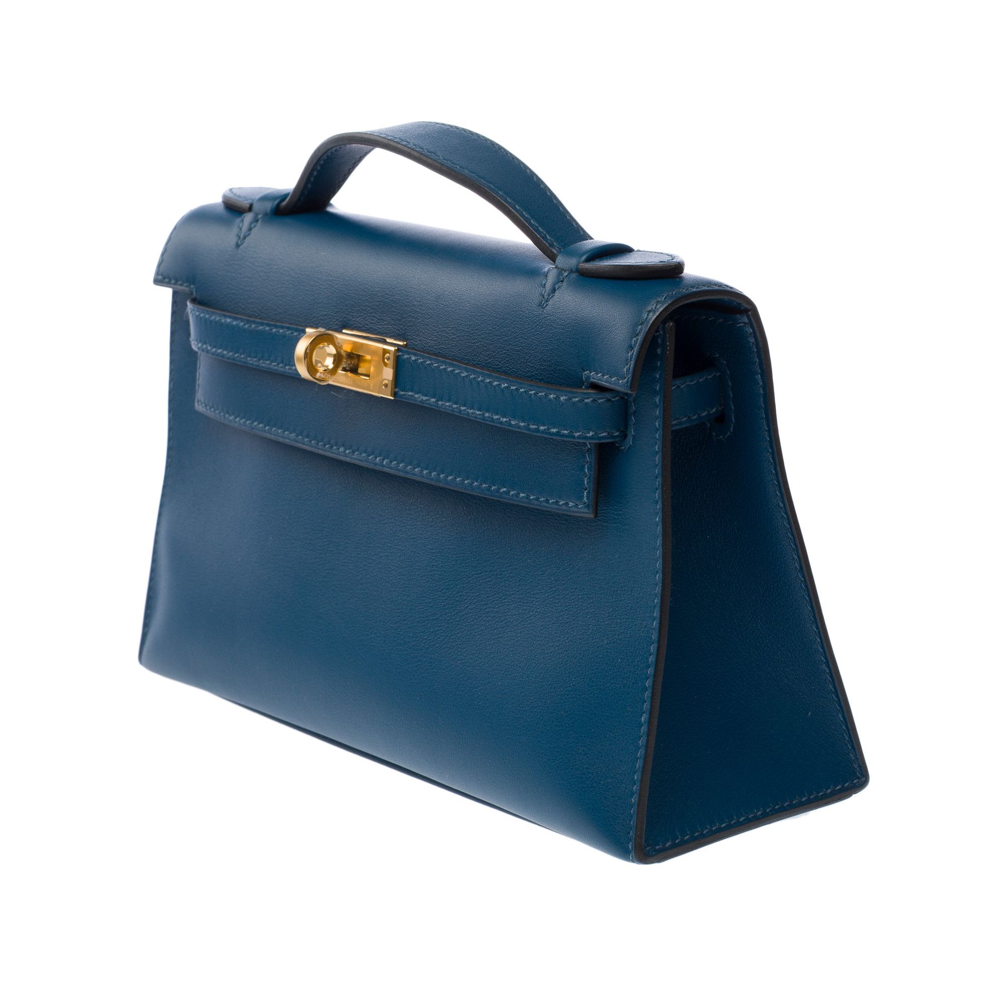Hermes HERMES Kelly Mini in Blue Leather Size ONE SIZE - 5 Thumbnail