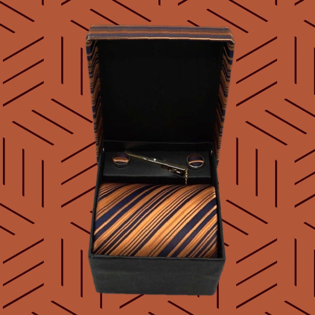 Vintage Likas Men’s Pure Silk Tie and Fashion Jewelry Set Cufflinks Tie Bar Size ONE SIZE - 1 Thumbnail