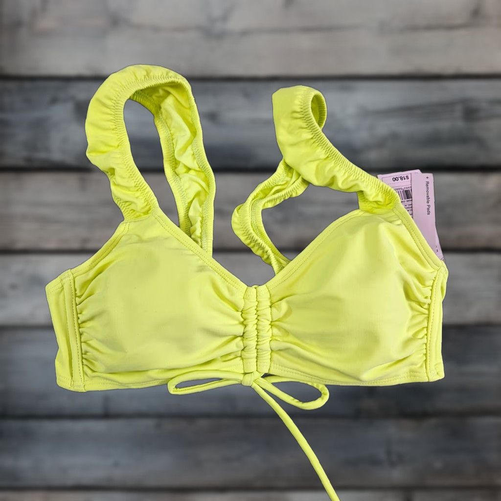 Vintage VINTAGE? no. Wild Fable Bikini Top S Womens Neon Yellow — Bikini Top Womens S Yellow Neon Wild Fable Swim Top Size S / US 4 / IT 40 - 1 Thumbnail