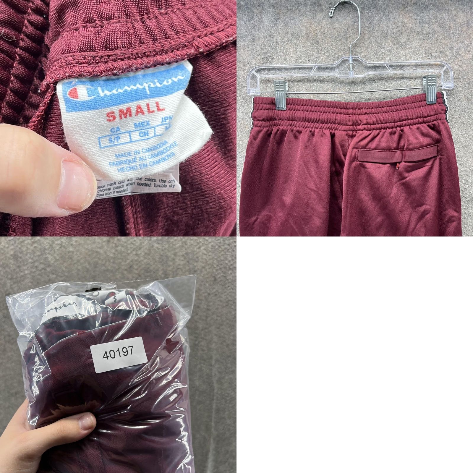 Champion Champion Track Pants Mens Small Red Knit Side Logo Tape Elastic Waist Cuffed Size US 29 - 8 Thumbnail