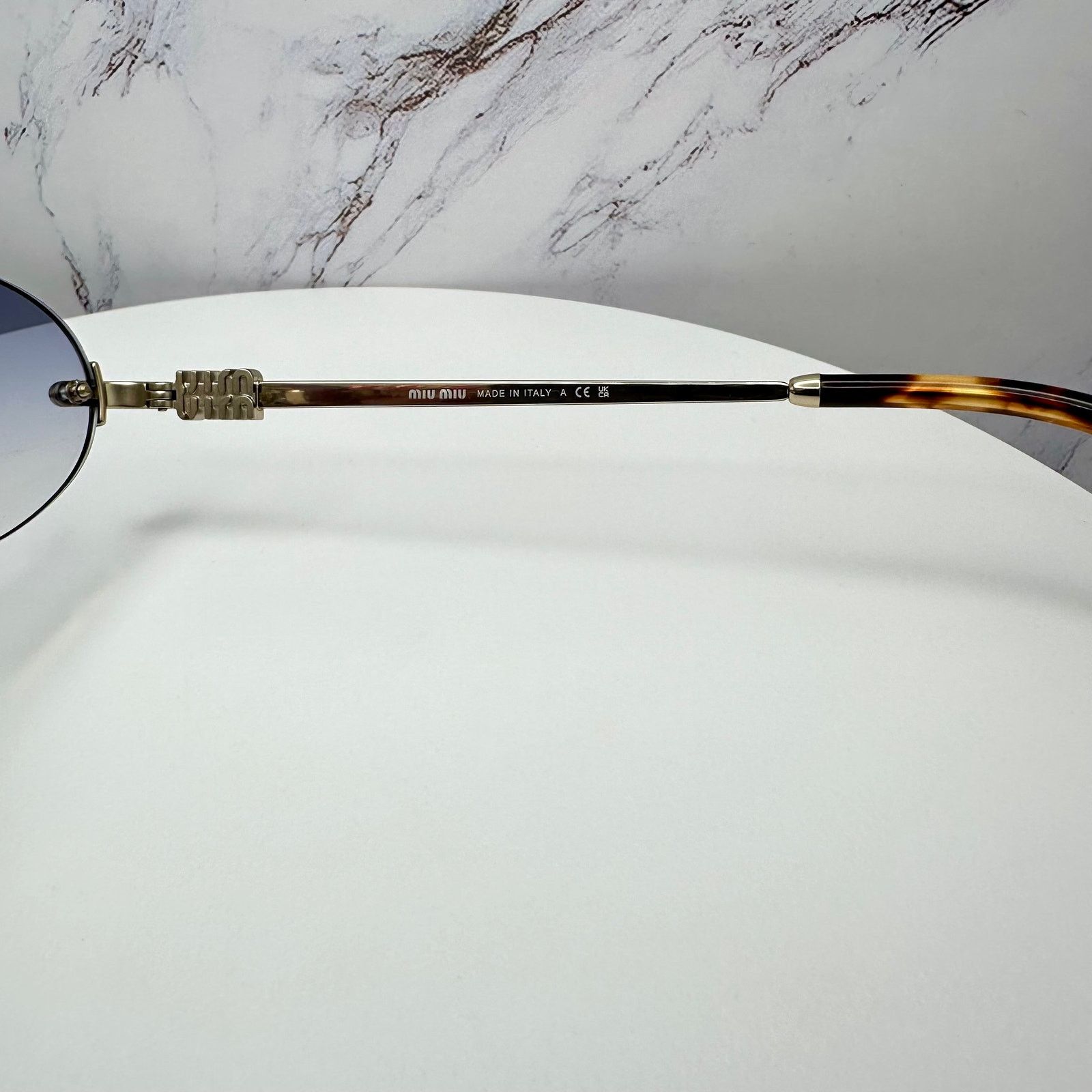 Miu Miu New MIU MIU Sunglasses Oval MU A54S Gold Rimless Gradient Size ONE SIZE - 9 Thumbnail